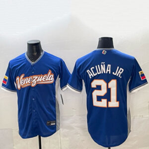 Ronald Acuna Jr Venezeula Blue Jersey