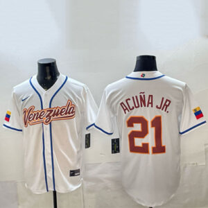 Ronald Acuna Jr Venezeula White Jersey